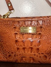 Brahmin Melbourne Esme Brown Croco Embossed Leather Shoulder Bag 9x6.