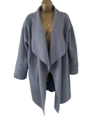Genuine Wool Zara Waterfall Blue Grey Oversize Open Cardigan
