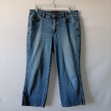 Lee Womens Denim Blue High Rise Riveted Ultimate 5 Capri Jeans Size 14 M