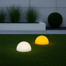 MeLiTec 2er Set Solar Gartenleuchten LK18, Halbkugel, bernstein/weiß, Solarlampe