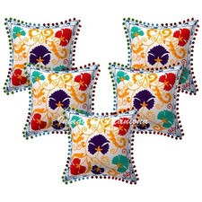 Hand Embroidered Suzani Cushion Cover Colorful Bedding Home Pillow Decorative