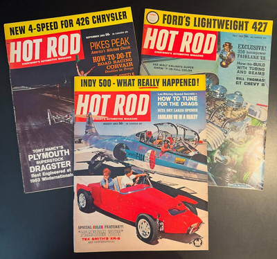 (3 Issues) HOT ROD MAGAZINE 1963 - Jul, Aug, Sep - Classic Roadsters, Indy500 EX
