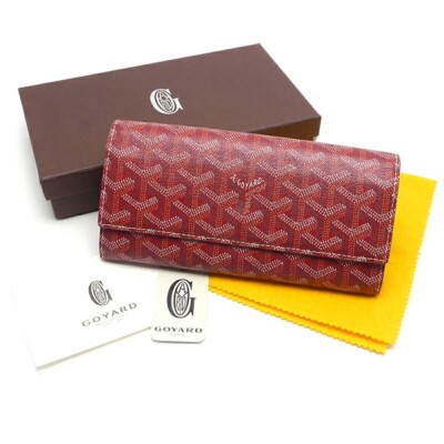 Goyard Flap Long Wallet APM VARENNE 02 Red PVC Leather Women 19.5