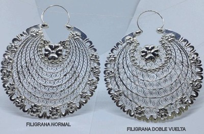 2 par Arracadas Jerezanas # 20 doble vista, silver .950 Jerez  Zacatecas via DHL