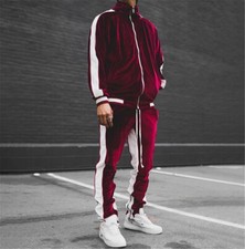 Mens Velvet Tracksuit 2 Piece Casual Pant Sweater Sweatsuit Sport Sweatshirt Set