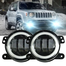 For 2015 2016 2017 2018 Jeep Renegade LED Fog Light Driving Lamp Clear Lens Pair