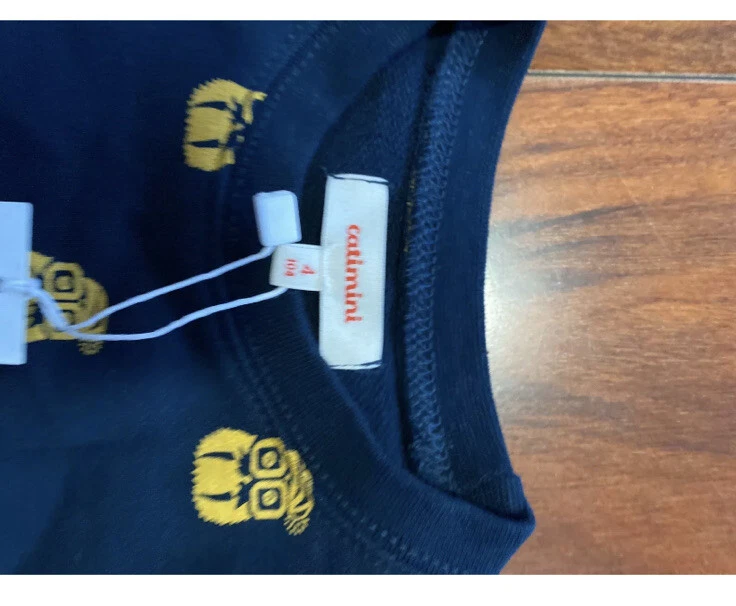 CATIMINI SWEATER Sz 4 Boys Hipster Print Blue Long Sleeves - Image 4 of 4