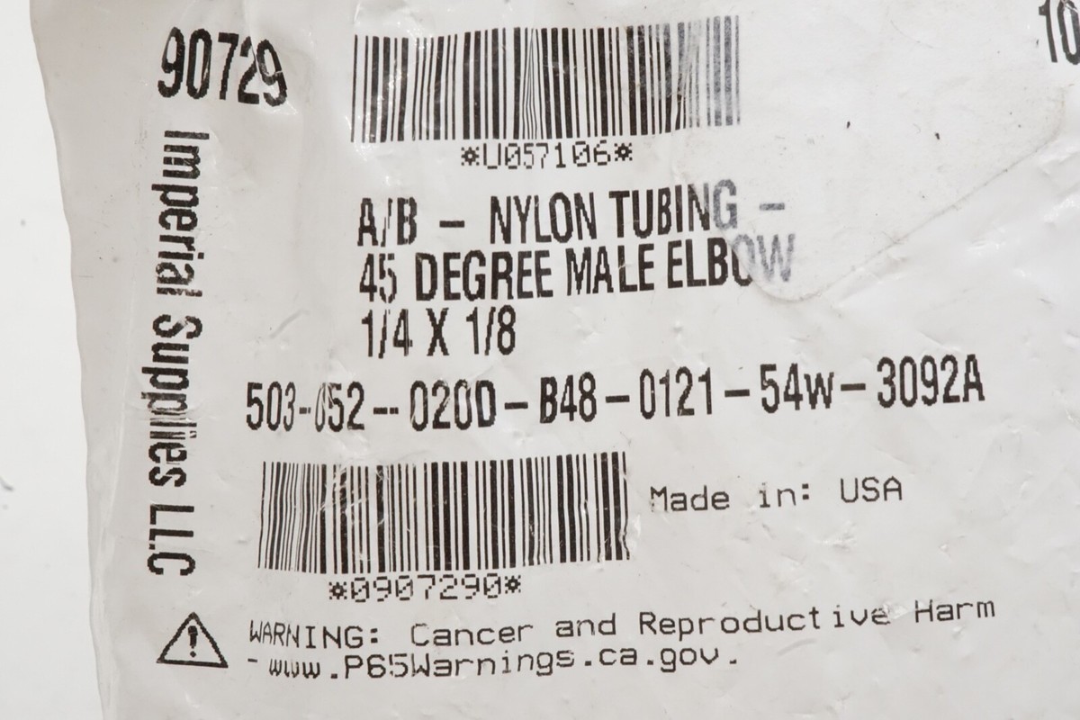 10 Pack Imperial 90729 Brass Nylon Air Brake Tube Fitting 45