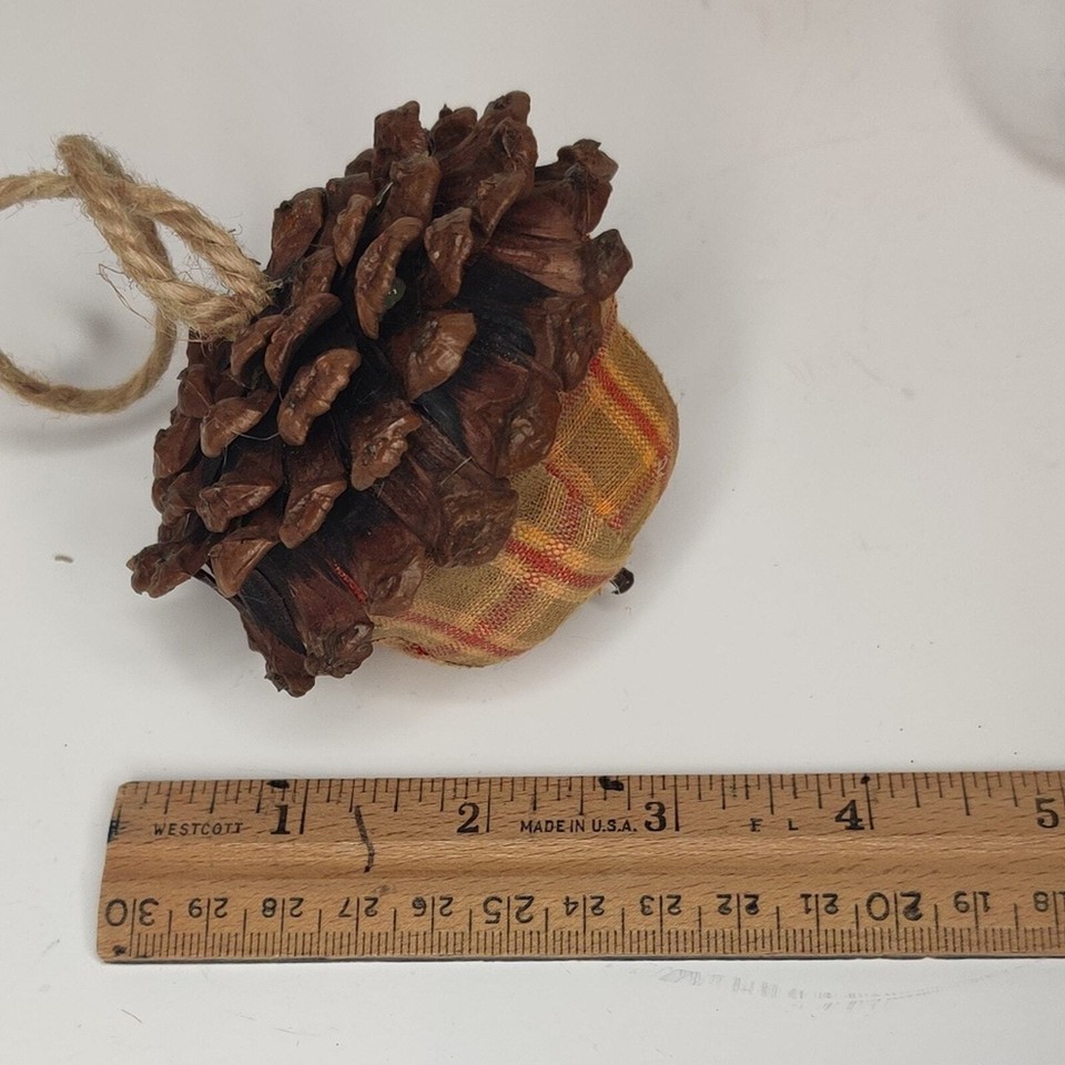 Pottery Barn Kids Fabric Plaid Acorn Fall Harvest Ornaments Decor Bowl