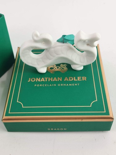 Dragón Oriental Jonathan Adler Porcelana Blanca Árbol de Navidad Adorno Nuevo con Caja