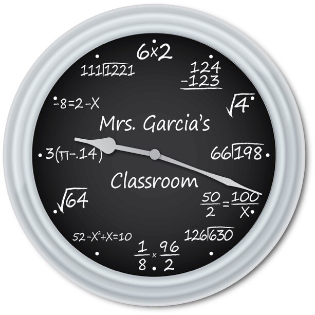 Personalized Math Equation Teacher WALL CLOCK Chalkboard Classroom Office - GIFT