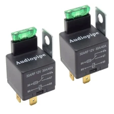 2-Pack 12V 5-Pin Relay with Built in Fuse 30A/40A Auto Metal Mounting Tab SPST