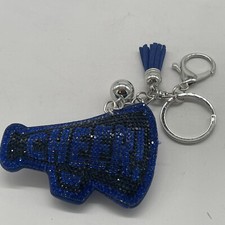 Sparkly Blue Cheer Theme Keychain: Brand New: Cheerleader Theme