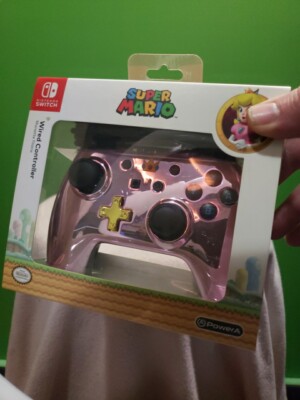 Power A Nintendo Switch Super Mario Peach Filters Controller-Chrome Pink New!!!