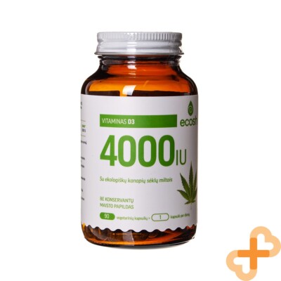 ECOSH Vitamin D3 4000 Iu 90 Kapseln Mit Organisch Hanf Kerne Mehl Ergänzung
