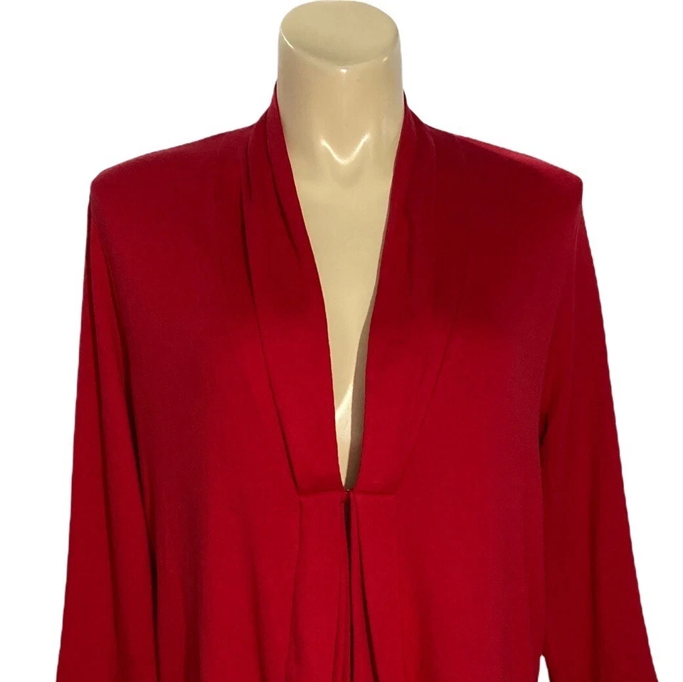 Rafaella 2 X кардиган верхний красный плиссированные v-образным вырезом 3/4 Sl крюк глаз застежки уютный повседневный - Изображение 2 из 4