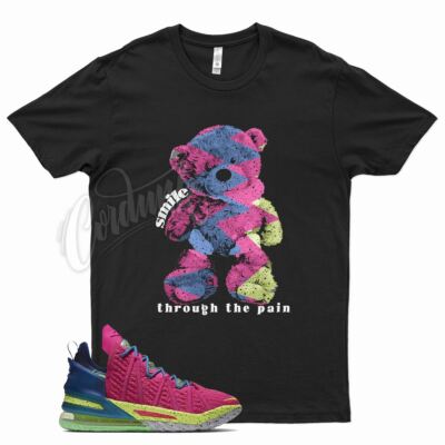 Black SMILE T Shirt for Lebron 18 Los Angeles by Night Multi Color Gang 17