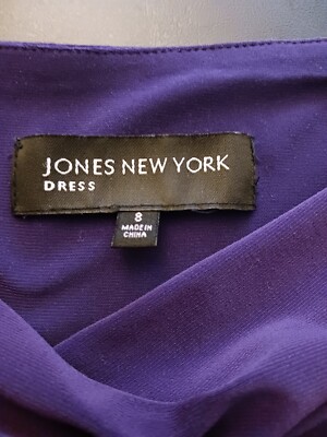 jones new york dress purple JNY Jones New York Sz 8 Dress Dark Purple Sleeveless Gathered Criss-Cross  EUC