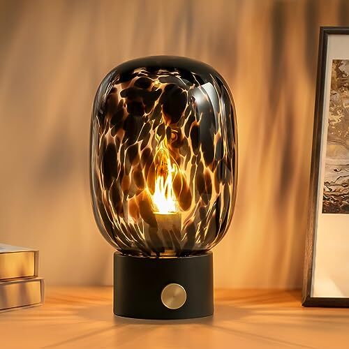 Nightstand Table Lamp,Small Vintage Desk Lamp with Bulb,Bedside Lamp Black-image