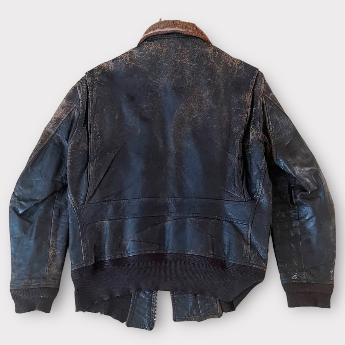 1960s USA USN G-1 Vintage Brown Leather Flight Bomber Jacket 1960s USA USN G-1 Vintage Brown Leather Flight Bomber Jacket