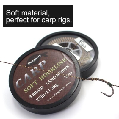 Soft Hook Link Carp Fishing Line 8 Braid Line for Hair Rigs 20m Brown