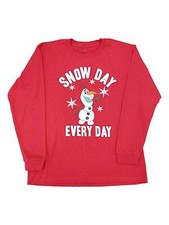 Disney Boys Red Frozen Olaf Snow Day Every Day Long Sleeve Christmas Shirt