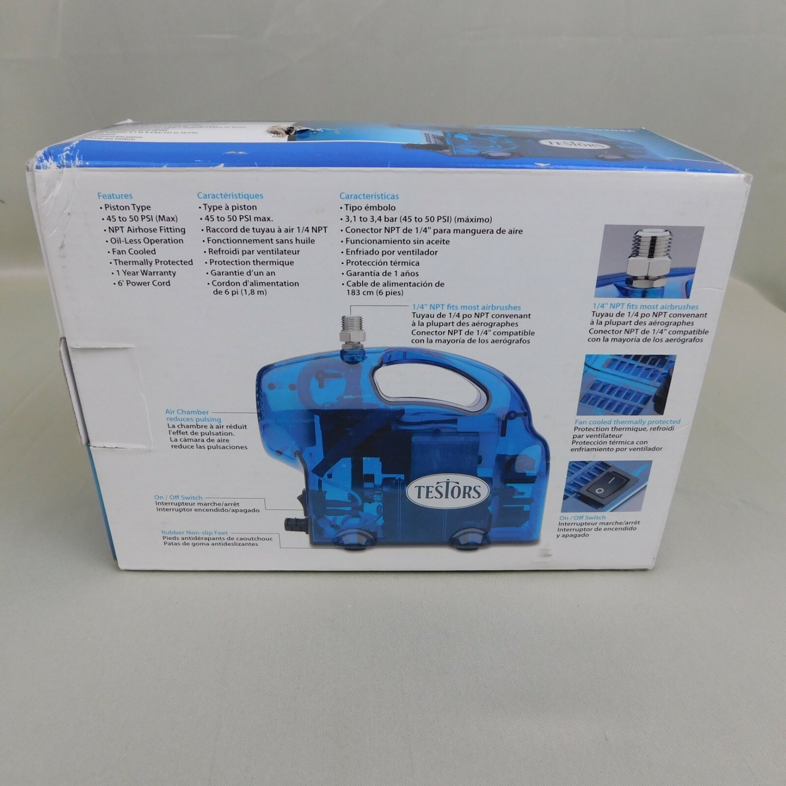 Testors Aztek 50204A Airbrush System Mini Air Compressor Blue C190 eBay