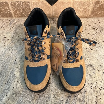 New Balance Urainaa Men 10 D Tan Suede Hiking Boots Teal Green Nylon Vibram New