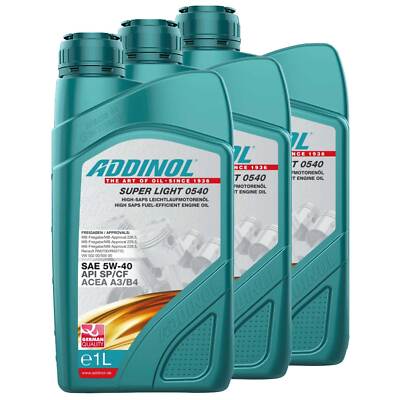 Motoröl Motor Öl ADDINOL 5W-40 Super Light 0540 3 X 1 Liter für Audi BMW Citroen