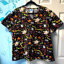 SB Scrubs Halloween Fangtastic Spooky Scrub Sweets to Eat Top Cotton Size XL  