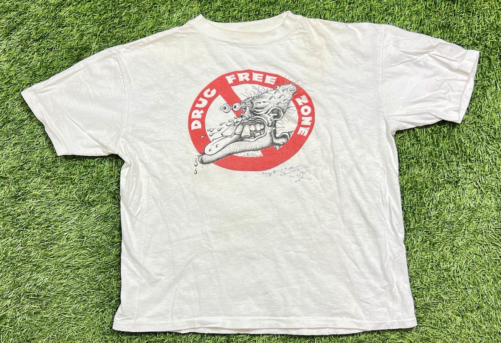 Vintage 80's Autographed* STANLEY MOUSE Drug Free Zone T-Shirt Men's M/L USA