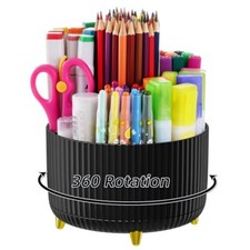 Desk Organizer, 360-Degree Rotating Pen Holder for Desk, Desk Organizers Black