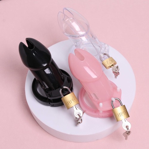BDSM Plastic Penis Cage Male Chastity Adjustable 5 Ring Fetish Restraint Bondage - Picture 21 of 29