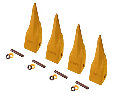 4 Excavator Bucket Tiger Rock Teeth w Pins, Fits CAT J250 Series- 1U-3252TL