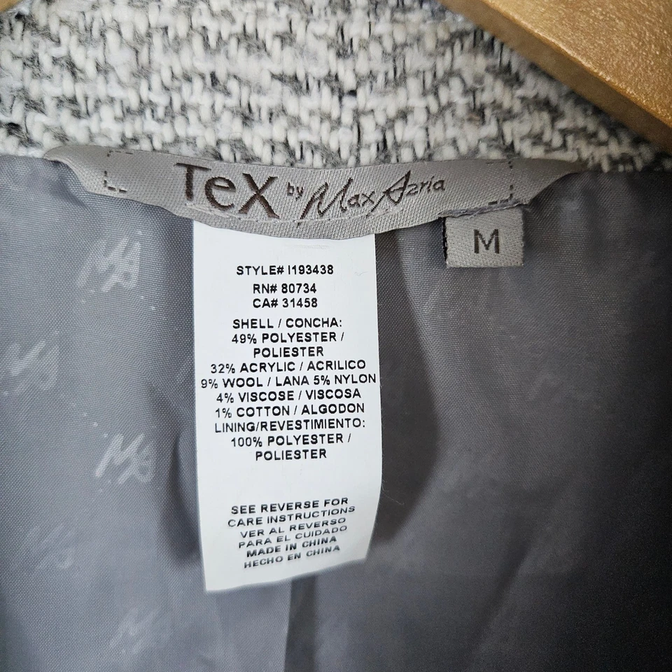 Chaqueta Blazer Tex by Max Azria Para Mujer Talla M Gris Tweed Doble Pecho Carrera Foto 2 de 4