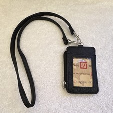 Black Stone Mountain ID Badge  Document Holder Wallet w/ Lanyard Solid 3" x 2"