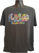 Super Mario Bros Nintendo Graphic T-Shirt Men  s XL Black Distressed