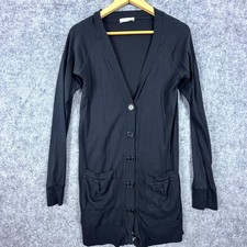 C&C California Long Cardigan Sweater Women M Black Supima Cotton Modal USA Made