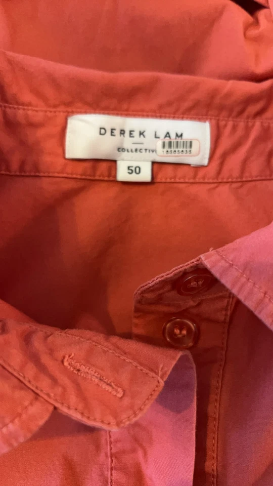 Derek Lam 10 Crosby Coral Red Poplin Flutter Sleeve Shirt Dress Size 18 Designer - Image 4 of 4