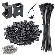 100 Pcs Cable Zip Tie Saddle Mounts Base with 100 Pcs 8" Cable Ties and 100 P...