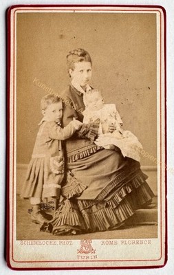 orig. CDV photo photograph picture old around 1870 Rome mother child Schemboche
