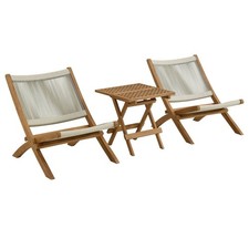 Vienna 3-Piece Outdoor Patio Teak and Rope Fo...