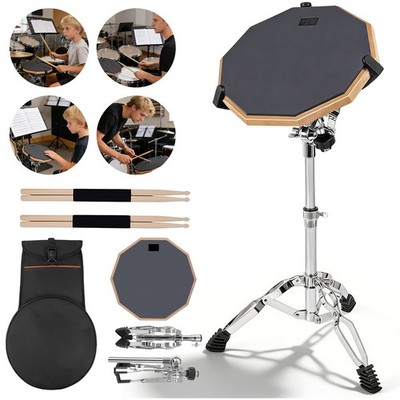 Practice Pad Übungs Drum Pad mit Ständer Rucksack Drumsticks Leises Faltbares