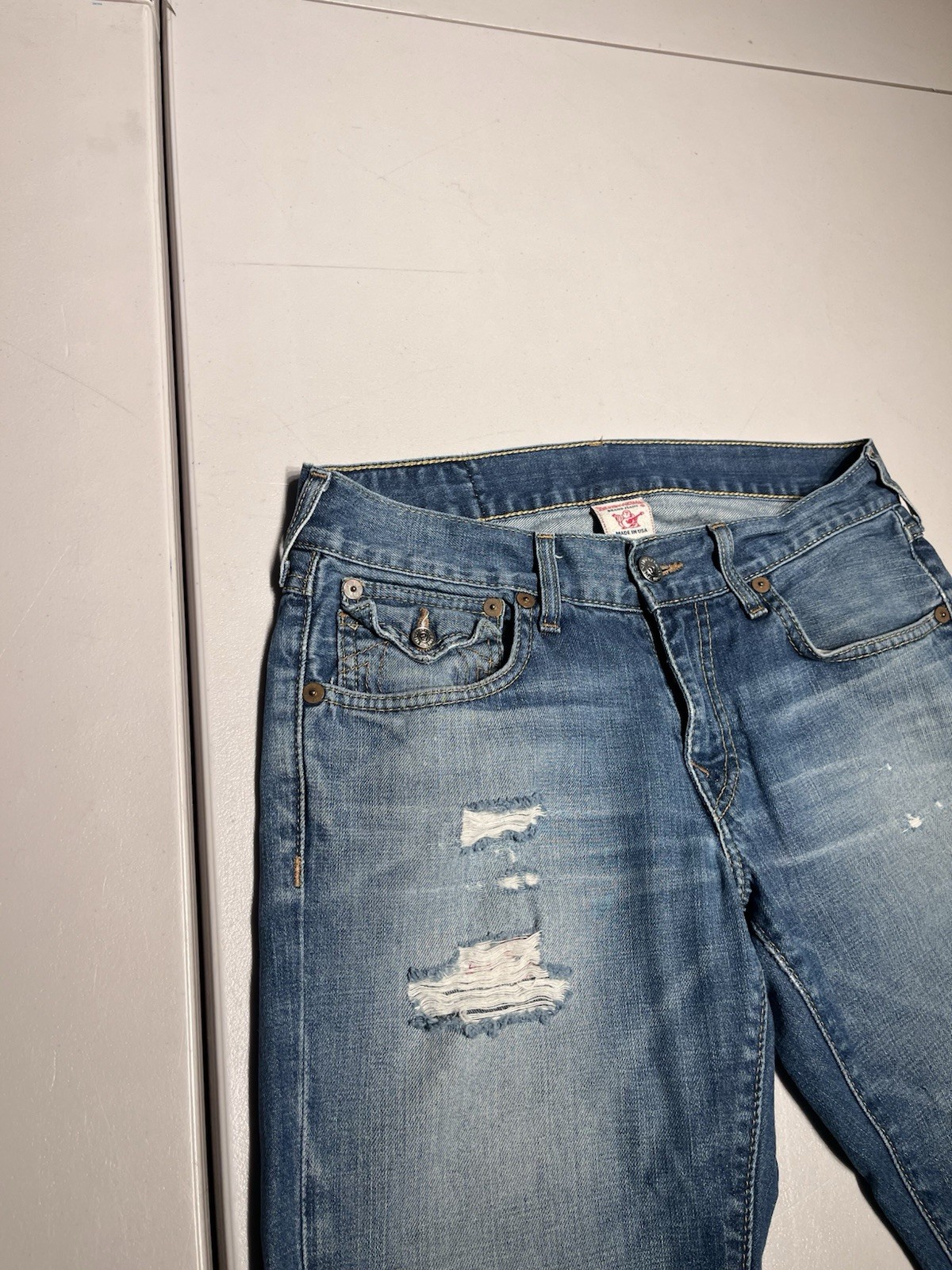 True Religion Jeans Men's 32 Blue Flap Straight Baggy Y2K VTG Cotton 32x33.5 thumbnail 7