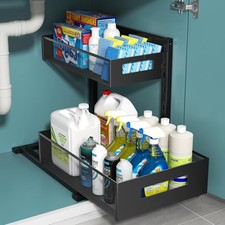Under Sink Organizer, Metal Under Sink Organizers and Storage, Slide Out Pull Ou