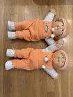 1985 Vintage Cabbage Patch Twin Boys Blonde Hair Blue Eyes Matching Outfits