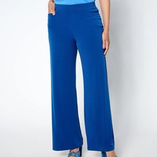 Susan Graver Size 2X Petite True Indigo Every Day Liquid Knit Wide-Leg Pants
