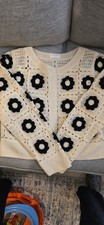 Everleigh Crochet Cardigan Sweater Small Granny Square Floral Boho Cottagecore