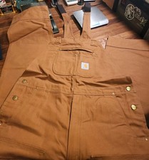 NEW Carhartt R01-M Duck Bib Overall Brown Cotton Size 40x32 Workwear Relaxed Fit