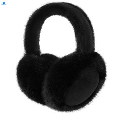 Clothirily EarMuffs for Women, Fuzzy Faux Fur Warm Ear Muffs One Size, Black